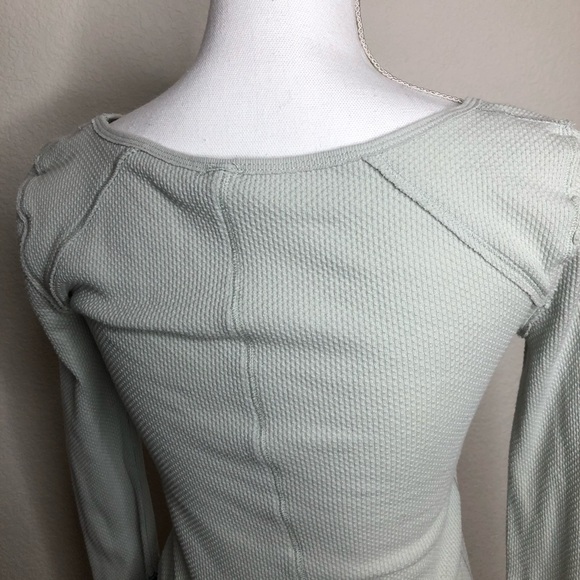 Free People Mint Bandana Cuff Round neck Waffle Thermal - Picture 7 of 8